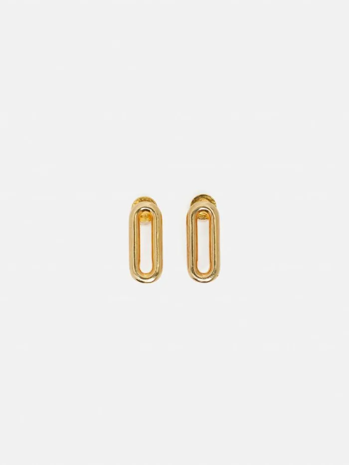 Small Link Stud Earrings Gold Women Jigsaw Party