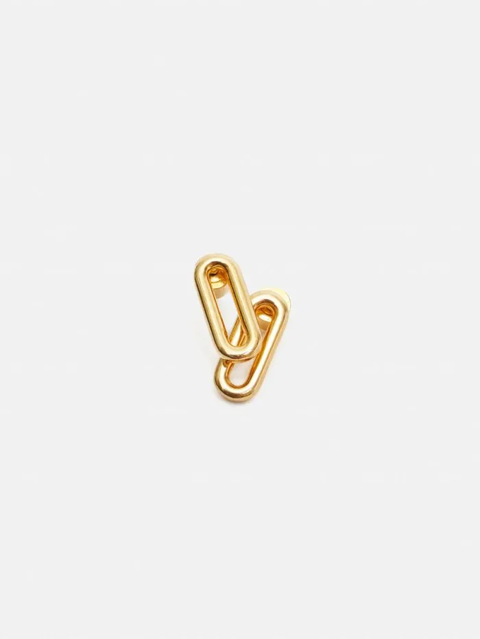 Small Link Stud Earrings Gold Women Jigsaw Party