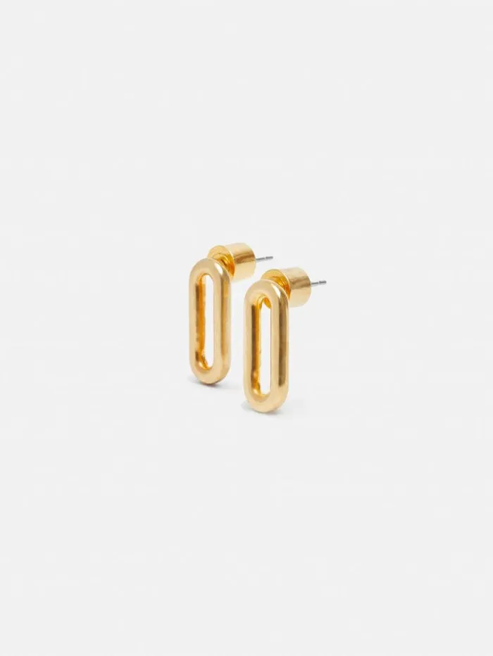 Small Link Stud Earrings Gold Women Jigsaw Party