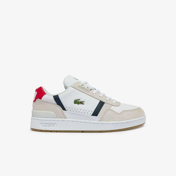 Sneakers Men Lacoste Men039s TClip Multicolor Leather and Suede Sneakers Whtnvyred 407