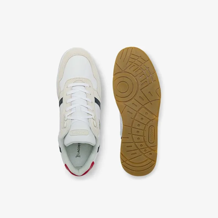 Sneakers Men Lacoste Men039s TClip Multicolor Leather and Suede Sneakers Whtnvyred 407
