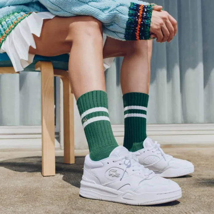 Sneakers Women Lacoste Womens Lineshot Signature Heel Leather Sneakers Whitewhite 21g