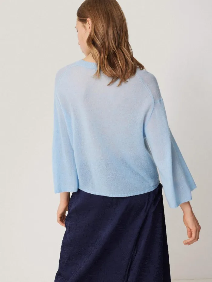 Soft Gauzy Knit Tshirt Light Blue Women Jigsaw Knitwear and Cashmere
