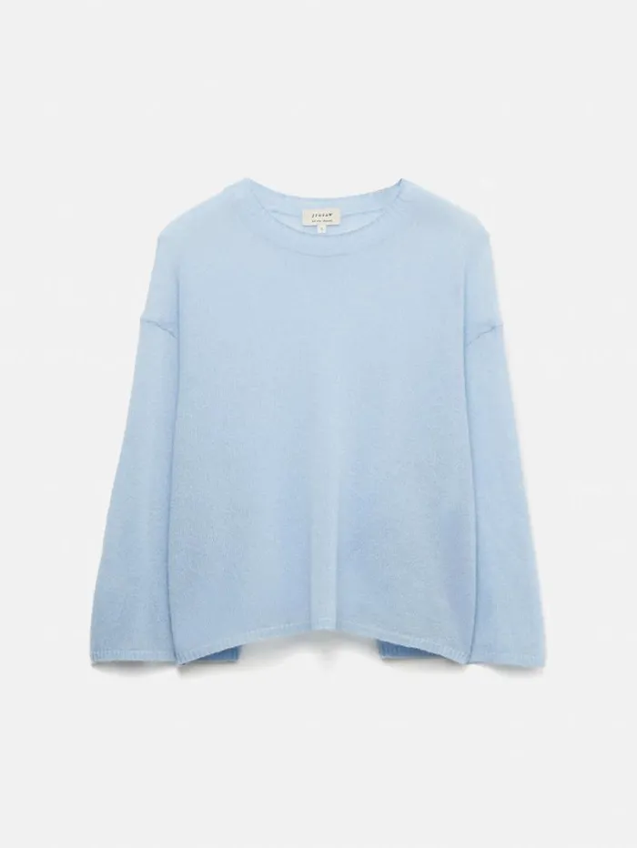 Soft Gauzy Knit Tshirt Light Blue Women Jigsaw Knitwear and Cashmere