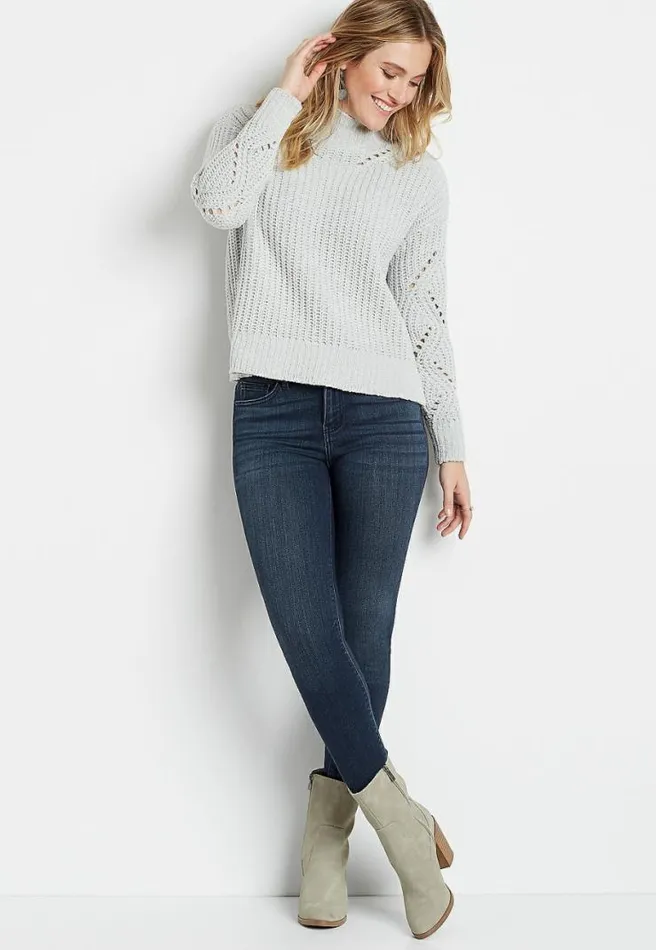 Solid Chenille Mock Neck Pullover Sweater Women Maurices Tops