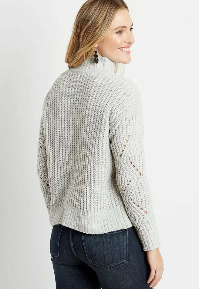 Solid Chenille Mock Neck Pullover Sweater Women Maurices Tops
