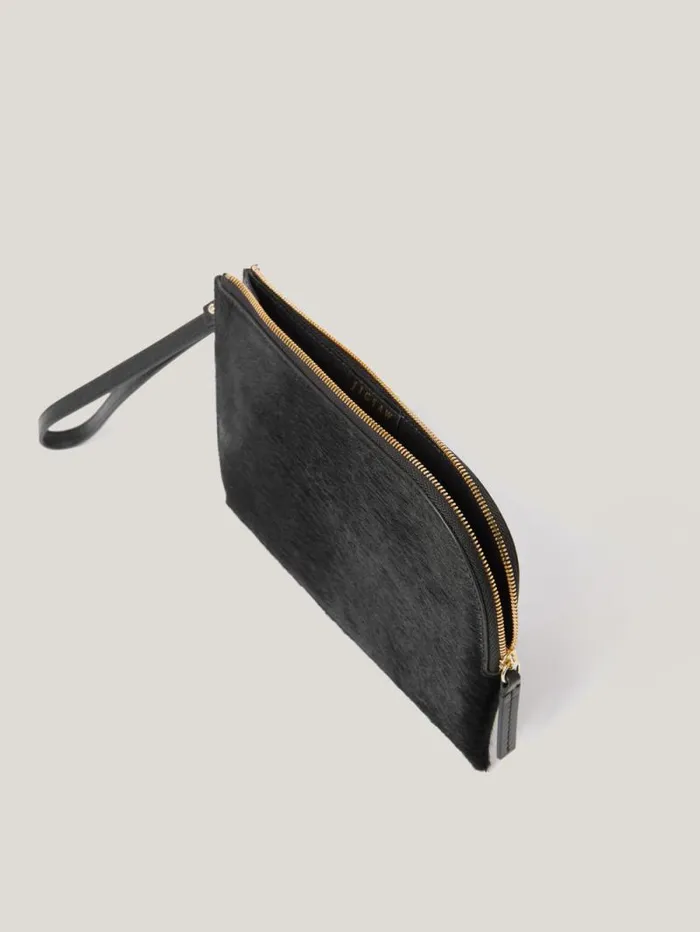 Sophia Calf Hair Pouch Black Women Jigsaw Party