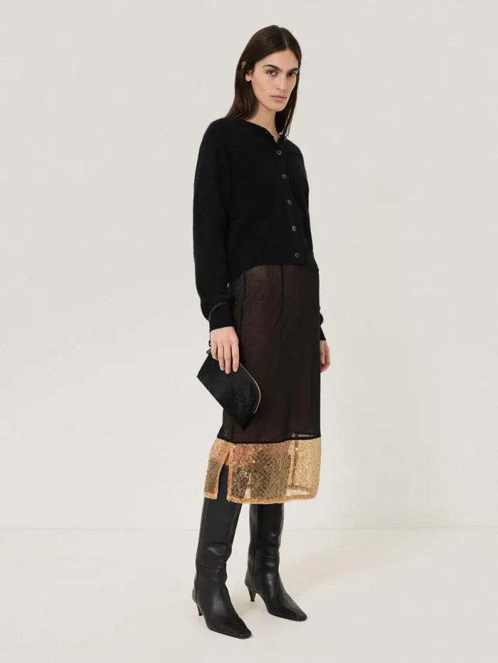 Sophia Calf Hair Pouch Black Women Jigsaw Party
