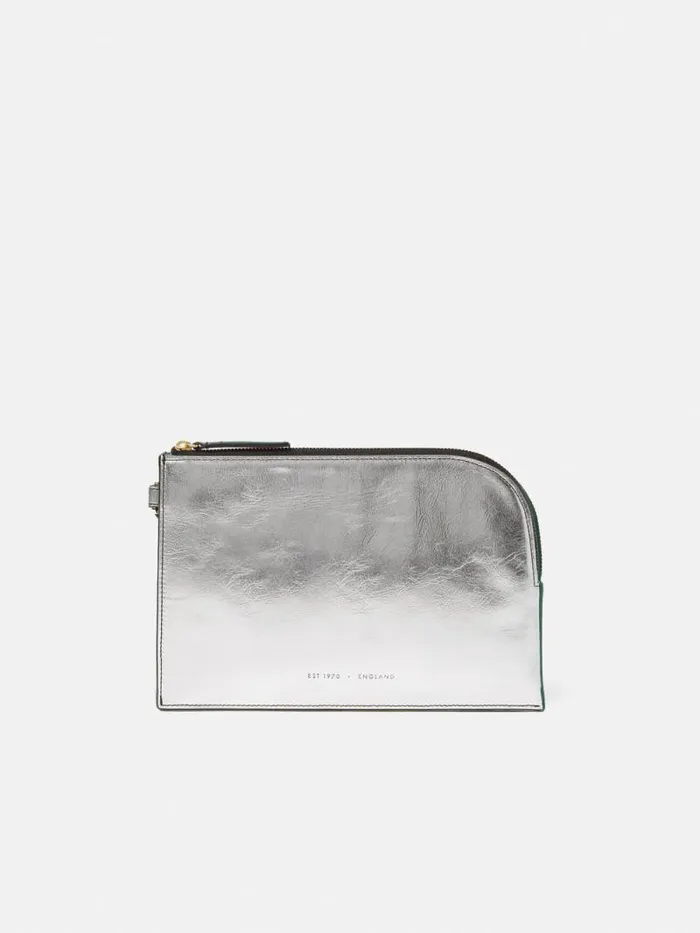 Sophia Metallic Leather Pouch Silver Women Jigsaw Party