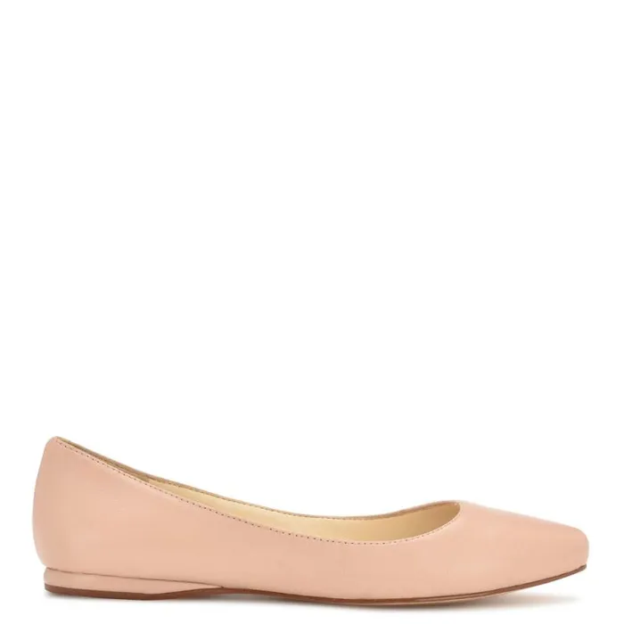 Speakup Almond Toe Flats Light Natural Leather Women Nine West Flats