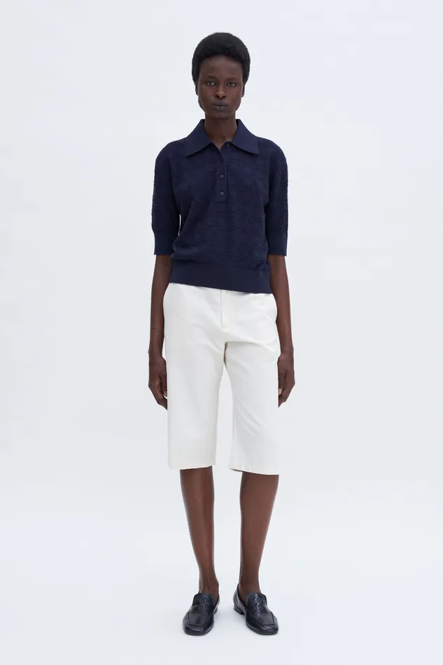 Square Knit Polo Navy Knitwear filippak Women