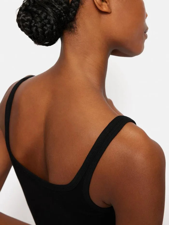 Square Neck Layering Tank Black Women Jigsaw Shirts and Tops