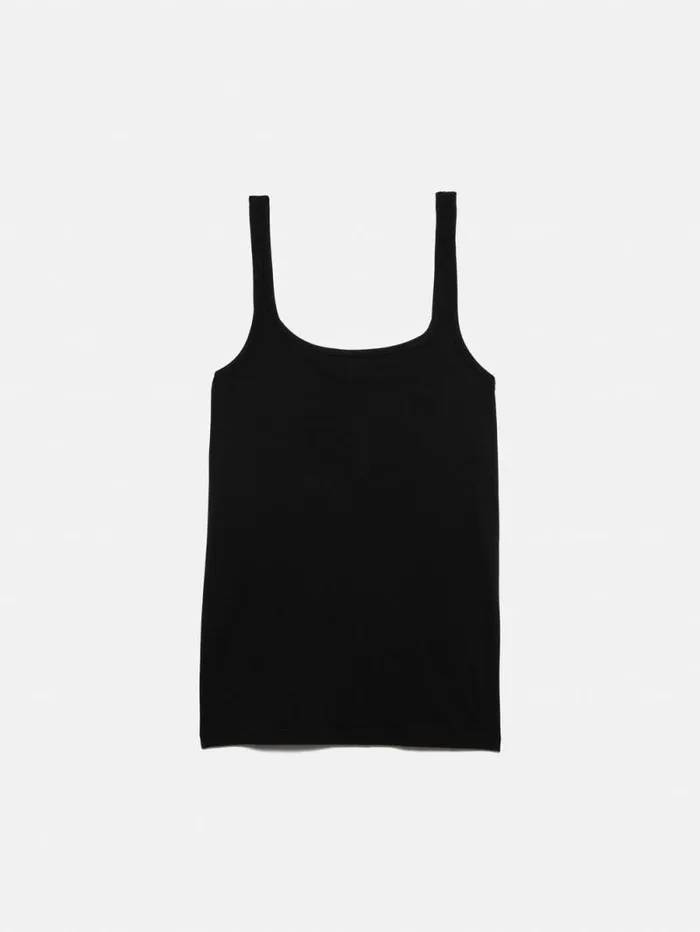 Square Neck Layering Tank Black Women Jigsaw Shirts and Tops