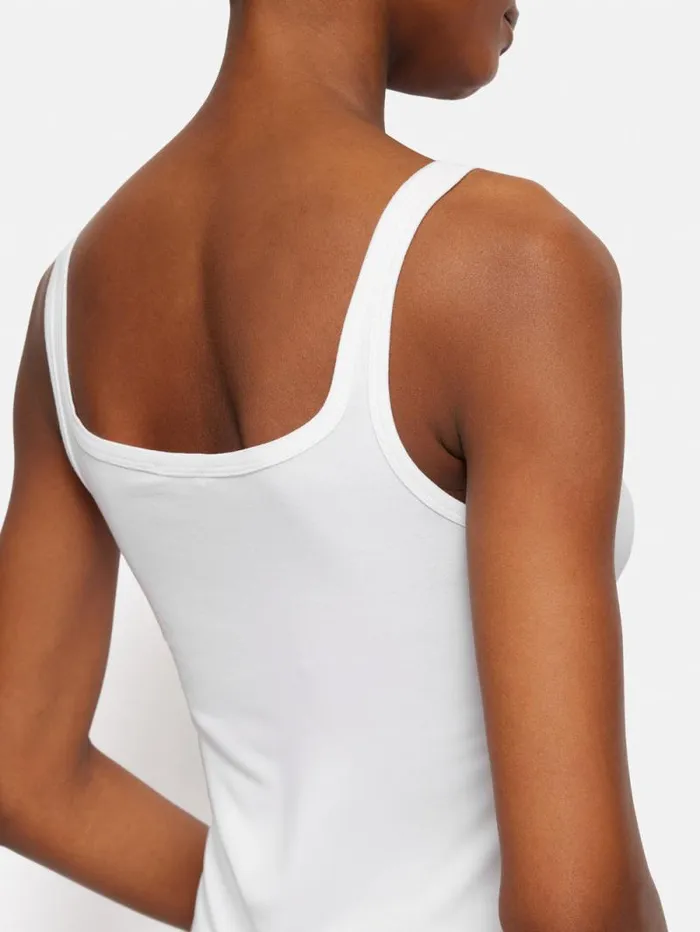 Square Neck Layering Tank White Women Jigsaw Shirts and Tops