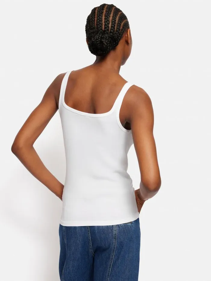 Square Neck Layering Tank White Women Jigsaw Shirts and Tops