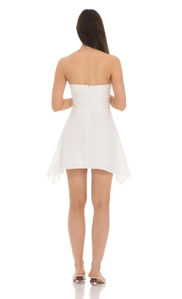 Strapless Asymmetrical Dress White Women LUCY IN THE SKY Mini Dresses
