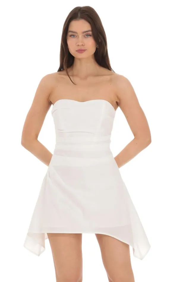 Strapless Asymmetrical Dress White Women LUCY IN THE SKY Mini Dresses