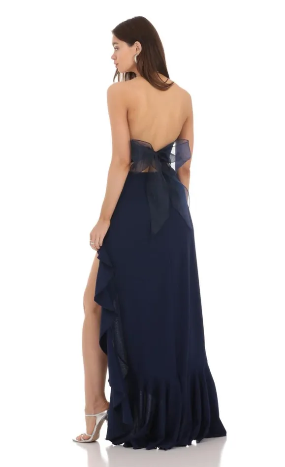 Strapless Back Bow Corset Maxi Dress Navy Women LUCY IN THE SKY Maxi Dresses Strapless Back Bow Corset Maxi Dress Navy Women LUCY IN THE SKY Maxi Dresses