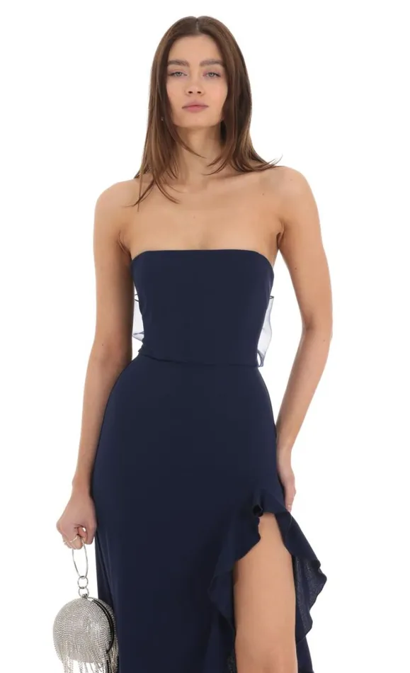 Strapless Back Bow Corset Maxi Dress Navy Women LUCY IN THE SKY Maxi Dresses Strapless Back Bow Corset Maxi Dress Navy Women LUCY IN THE SKY Maxi Dresses