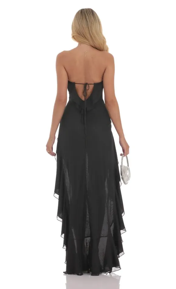 Strapless Mesh High Low Dress Black Women LUCY IN THE SKY Mini Dresses Strapless Mesh High Low Dress Black Women LUCY IN THE SKY Mini Dresses