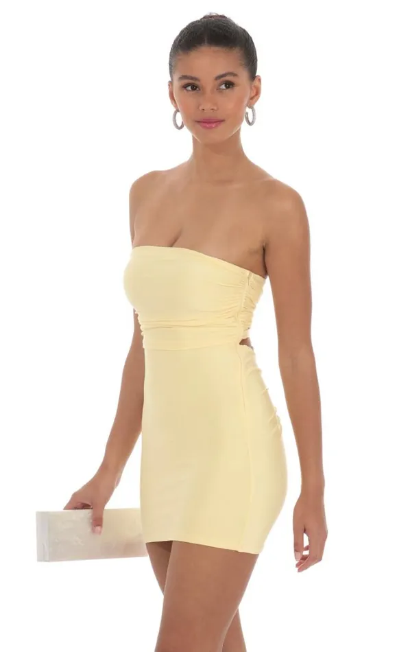 Strapless Sequin Butterfly Bodycon Dress Yellow Women LUCY IN THE SKY Mini Dresses Strapless Sequin Butterfly Bodycon Dress Yellow Women LUCY IN THE SKY Mini Dresses
