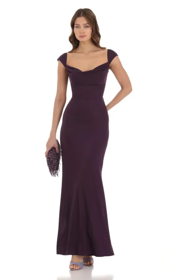 Strappy Cowl Neck Maxi Dress Purple Women LUCY IN THE SKY Maxi Dresses Strappy Cowl Neck Maxi Dress Purple Women LUCY IN THE SKY Maxi Dresses