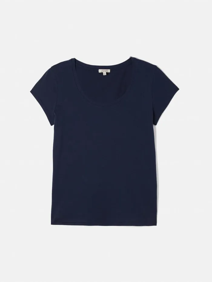 Supima Cotton Scoop Neck Tee Navy Women Jigsaw Shirts and Tops