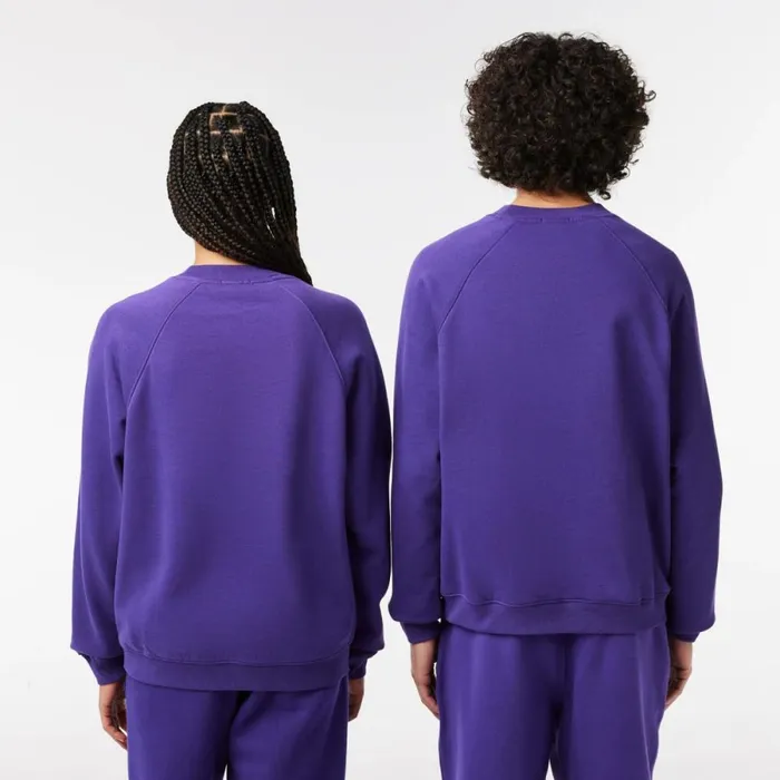 Sweaters and Sweatshirts MenWomen Lacoste Unisex Loose Fit Raglan Sleeve Jogger Sweatshirt Acai Purple Sni