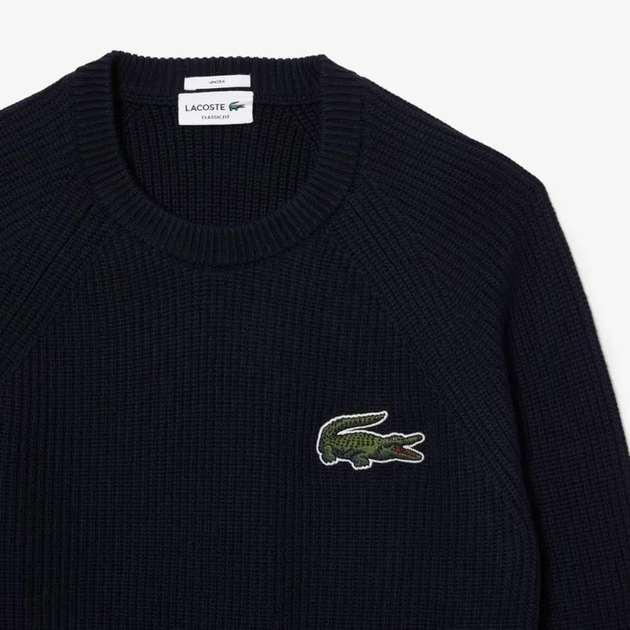 Sweaters and Sweatshirts MenWomen Lacoste Unisex Organic Cotton Crew Neck Sweater Navy Blue 166