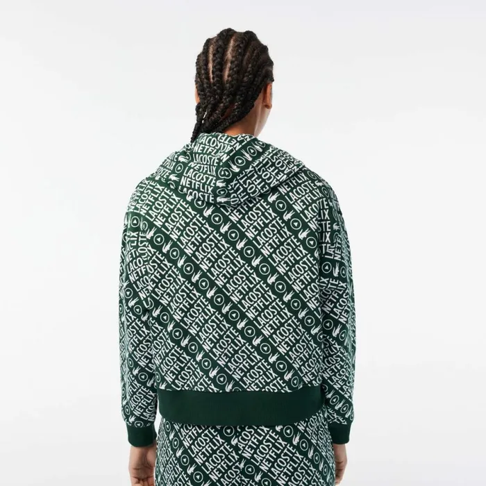 Sweaters and Sweatshirts Women Lacoste Womens Lacoste X Netflix Organic Cotton Hoodie Green White 291