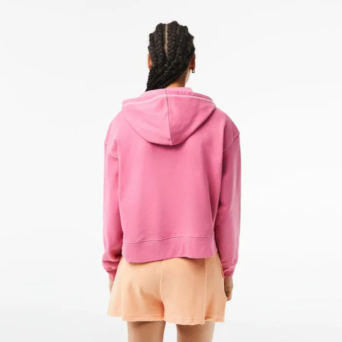 Sweaters and Sweatshirts Women Lacoste Womens Texture Print Hoodie Bubblegum Pink 2r3
