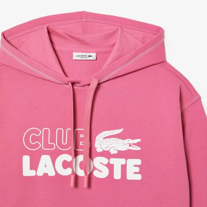 Sweaters and Sweatshirts Women Lacoste Womens Texture Print Hoodie Bubblegum Pink 2r3