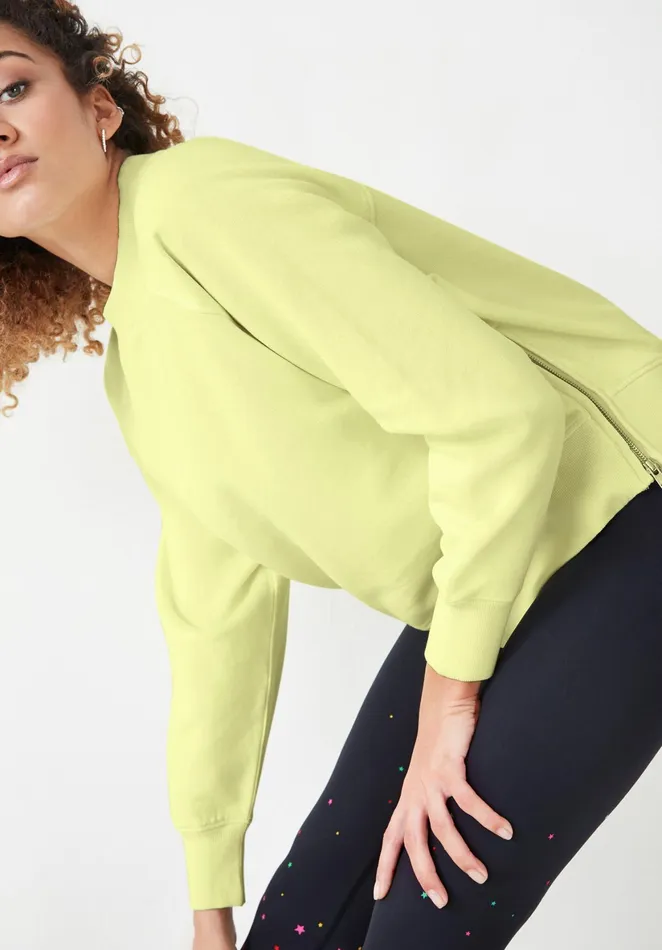 Sweatshirts and Hoodies Women Hush Ada Side Zip Sweatshirt Washed Neon Yellow
