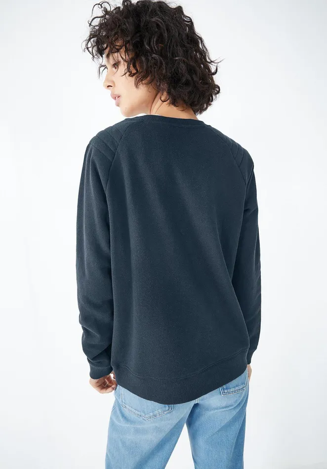 Sweatshirts and Hoodies Women Hush Biker Crew Neck Sweatshirt Navy