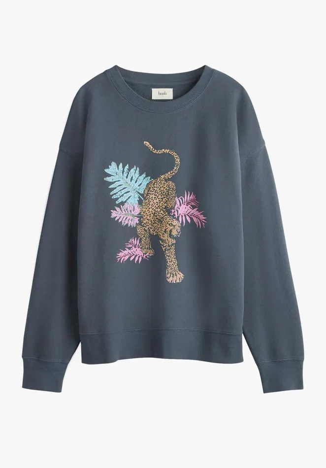 Sweatshirts and Hoodies Women Hush Leopard Relaxed Sweatshirt Washed Black