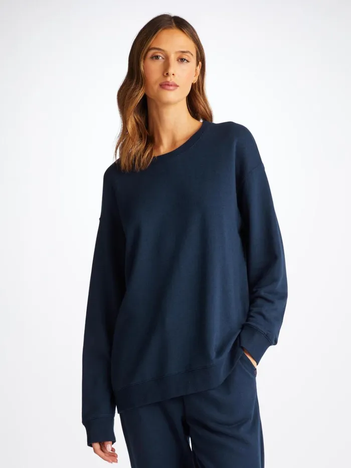 Sweatshirts Women Derek Rose Sweatshirt Quinn Cotton Modal Stretch Navy