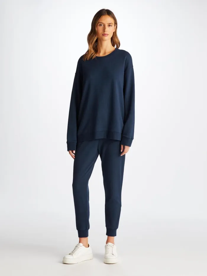 Sweatshirts Women Derek Rose Sweatshirt Quinn Cotton Modal Stretch Navy