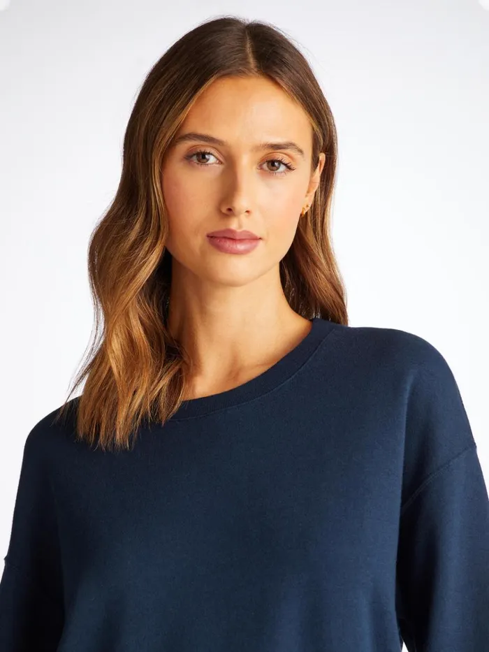 Sweatshirts Women Derek Rose Sweatshirt Quinn Cotton Modal Stretch Navy