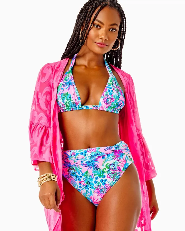 Swim Women Lilly Pulitzer Motley Maxi CoverUp Aura Pink Poly Crepe Swirl Clip Swim Women Lilly Pulitzer Motley Maxi CoverUp Aura Pink Poly Crepe Swirl Clip