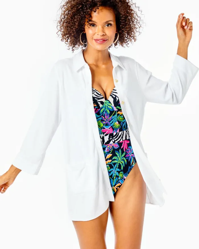 Swim Women Lilly Pulitzer Natalie Terry CoverUp Resort White Swim Women Lilly Pulitzer Natalie Terry CoverUp Resort White