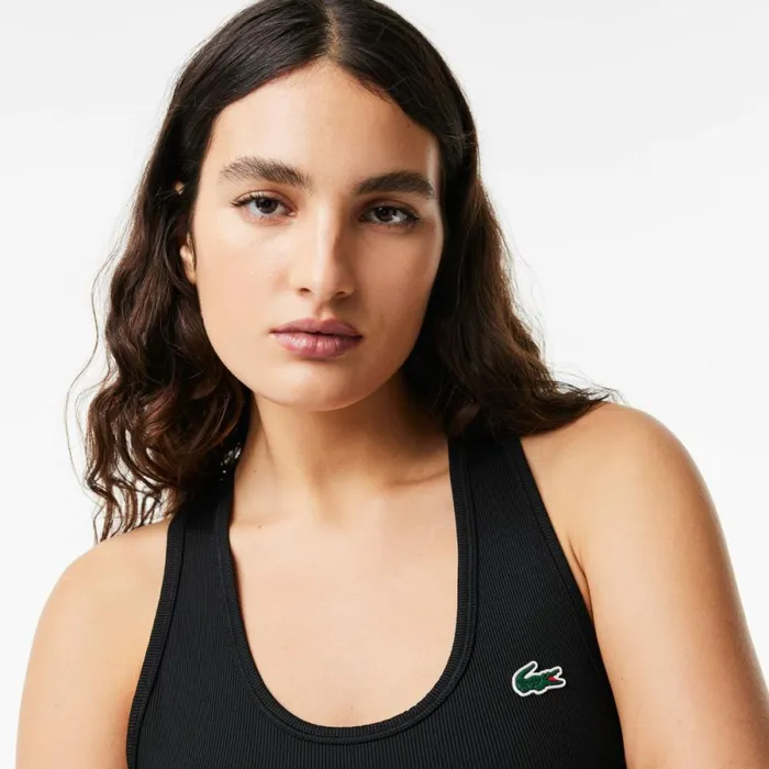 TShirts and Tops Women Lacoste Womens Sport Slim Fit Ribbed Tank Black 031