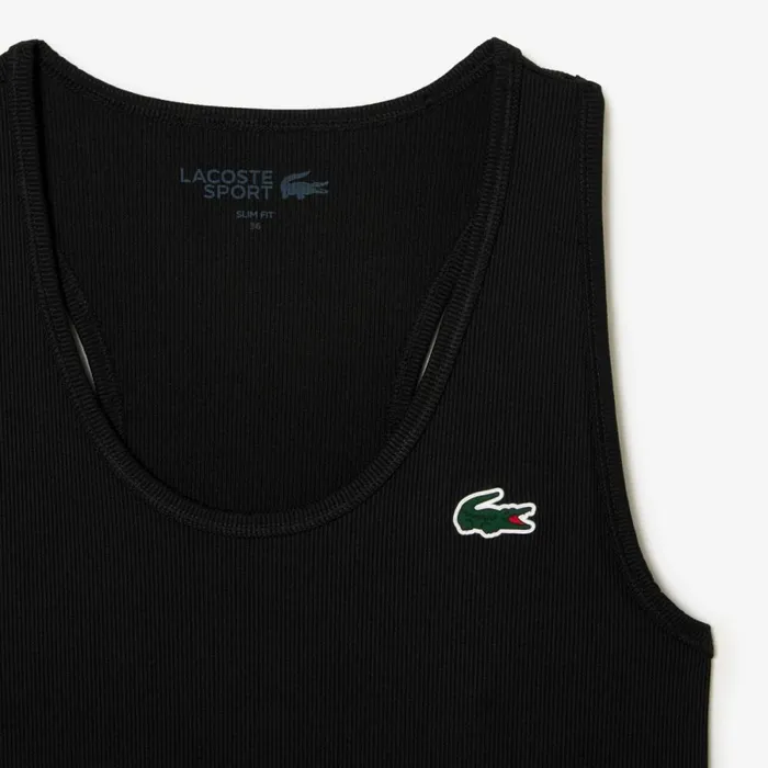 TShirts and Tops Women Lacoste Womens Sport Slim Fit Ribbed Tank Black 031