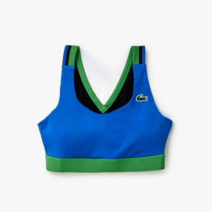 TShirts and Tops Women Lacoste Womens SPORT UltraDry Sports Bra Blue Black 7jv