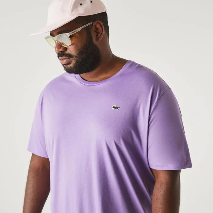TShirts Men Lacoste Men039s Big Fit Crew Neck Cotton Jersey TShirt Purple Gfu