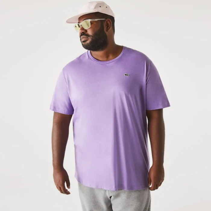 TShirts Men Lacoste Men039s Big Fit Crew Neck Cotton Jersey TShirt Purple Gfu