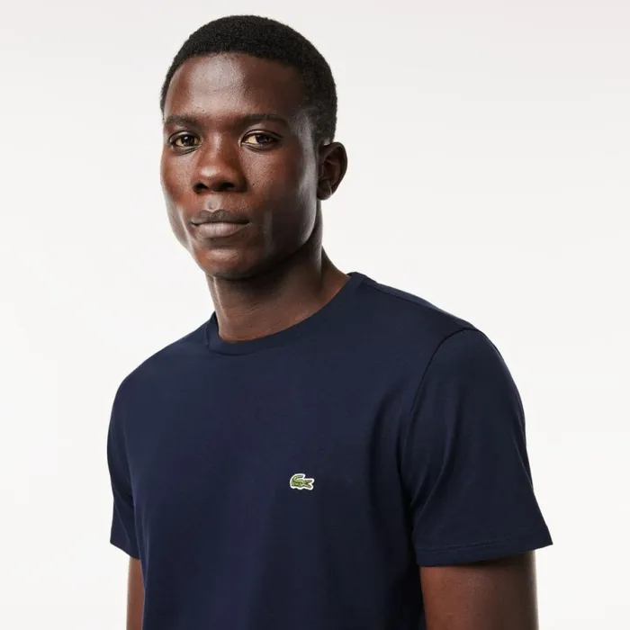 TShirts Men Lacoste Men039s Crew Neck Pima Cotton Jersey TShirt Navy Blue 166