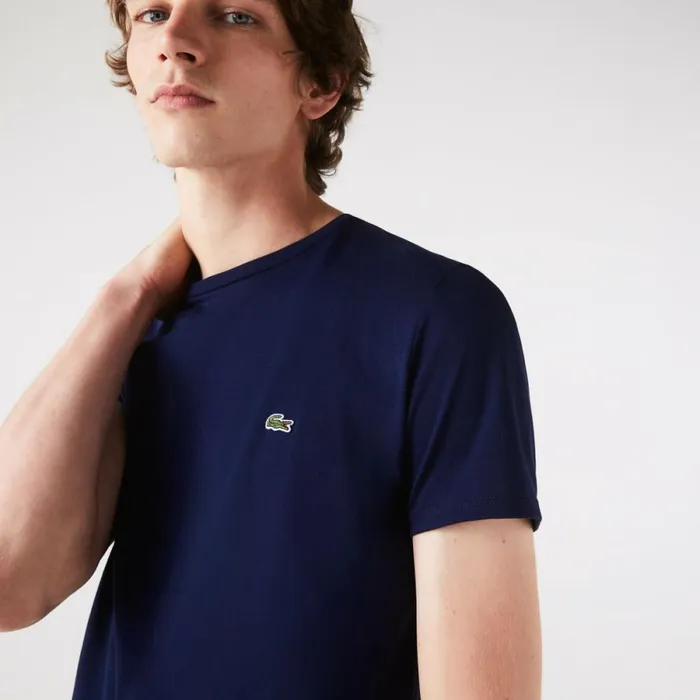 TShirts Men Lacoste Men039s Crew Neck Pima Cotton Jersey TShirt Navy Blue 166