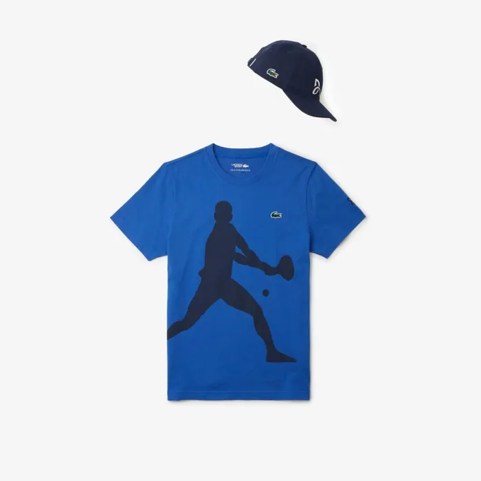 TShirts Men Lacoste Men039s Lacoste Tennis X Novak Djokovic TShirt and Cap Set Ladigue Blue Ixw
