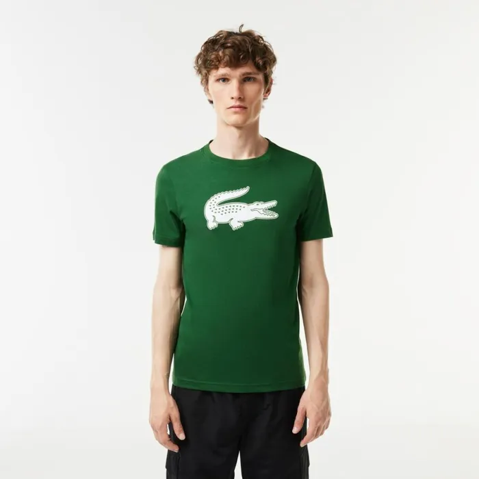 TShirts Men Lacoste Men039s Sport 3D Print Croc Jersey TShirt Green White 291