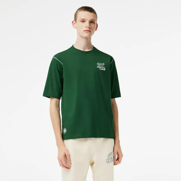 TShirts Men Lacoste Mens SPORT Roland Garros Edition Chunky Jersey TShirt Pine Green 132